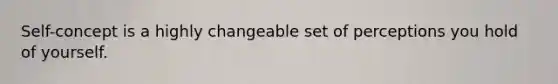 Self-concept is a highly changeable set of perceptions you hold of yourself.