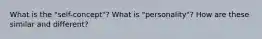What is the "self-concept"? What is "personality"? How are these similar and different?