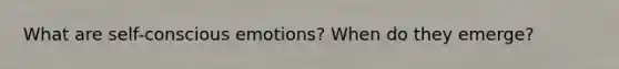 What are self-conscious emotions? When do they emerge?