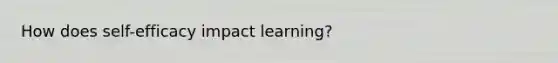 How does self-efficacy impact learning?