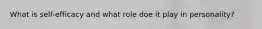 What is self-efficacy and what role doe it play in personality?