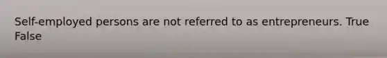 Self-employed persons are not referred to as entrepreneurs. True False