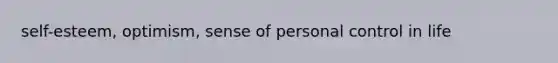 self-esteem, optimism, sense of personal control in life