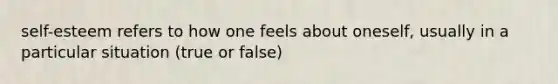 self-esteem refers to how one feels about oneself, usually in a particular situation (true or false)