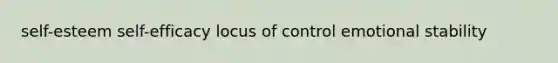 self-esteem self-efficacy locus of control emotional stability