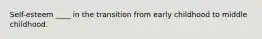 Self-esteem ____ in the transition from early childhood to middle childhood.