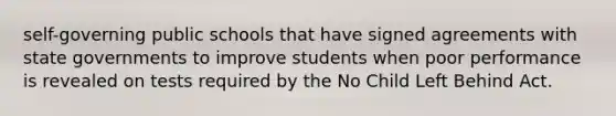 self-governing public schools that have signed agreements with state governments to improve students when poor performance is revealed on tests required by the No Child Left Behind Act.