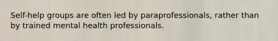 Self-help groups are often led by paraprofessionals, rather than by trained mental health professionals.