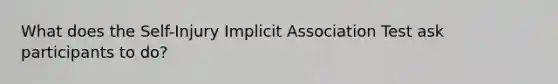 What does the Self-Injury Implicit Association Test ask participants to do?