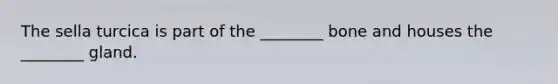 The sella turcica is part of the ________ bone and houses the ________ gland.