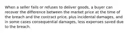 When a seller fails or refuses to deliver goods, a buyer can recover the difference between the market price at the time of the breach and the contract price, plus incidental damages, and in some cases consequential damages, less expenses saved due to the breach.