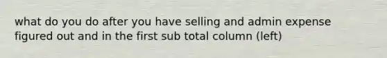 what do you do after you have selling and admin expense figured out and in the first sub total column (left)