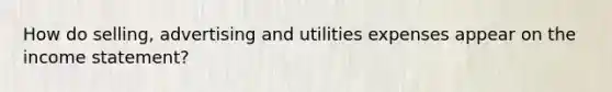 How do selling, advertising and utilities expenses appear on the income statement?