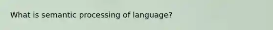 What is semantic processing of language?