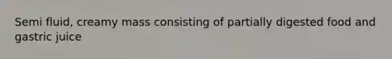 Semi fluid, creamy mass consisting of partially digested food and gastric juice