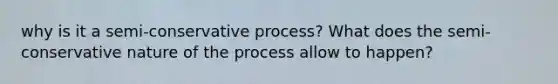 why is it a semi-conservative process? What does the semi-conservative nature of the process allow to happen?