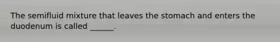 The semifluid mixture that leaves the stomach and enters the duodenum is called ______.