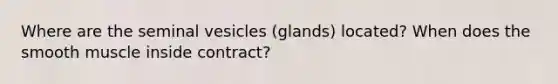 Where are the seminal vesicles (glands) located? When does the smooth muscle inside contract?