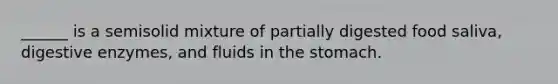 ______ is a semisolid mixture of partially digested food saliva, digestive enzymes, and fluids in the stomach.