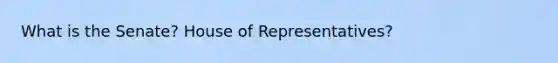 What is the Senate? House of Representatives?