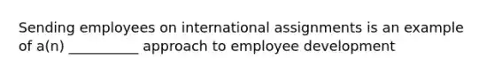 Sending employees on international assignments is an example of a(n) __________ approach to employee development