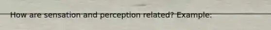 How are sensation and perception related? Example: