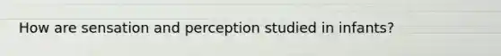 How are sensation and perception studied in infants?