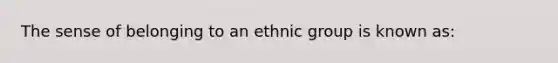 The sense of belonging to an ethnic group is known as: