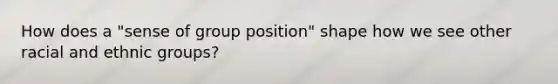 How does a "sense of group position" shape how we see other racial and ethnic groups?