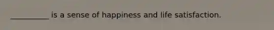 __________ is a sense of happiness and life satisfaction.