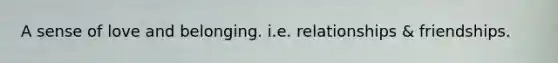 A sense of love and belonging. i.e. relationships & friendships.