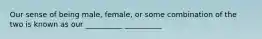 Our sense of being male, female, or some combination of the two is known as our __________ __________