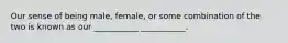 Our sense of being male, female, or some combination of the two is known as our ___________ ___________.