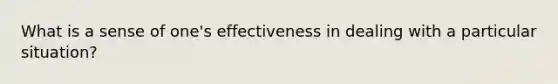 What is a sense of one's effectiveness in dealing with a particular situation?