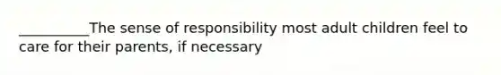 __________The sense of responsibility most adult children feel to care for their parents, if necessary