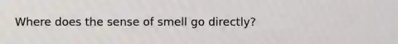 Where does the sense of smell go directly?