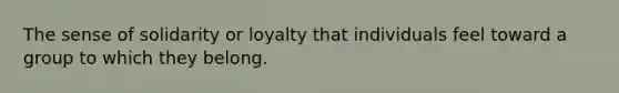 The sense of solidarity or loyalty that individuals feel toward a group to which they belong.