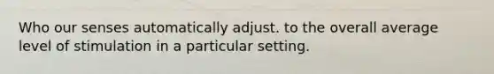 Who our senses automatically adjust. to the overall average level of stimulation in a particular setting.