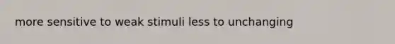 more sensitive to weak stimuli less to unchanging