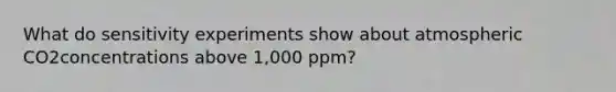 What do sensitivity experiments show about atmospheric CO2concentrations above 1,000 ppm?