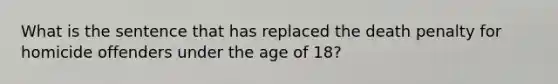 What is the sentence that has replaced the death penalty for homicide offenders under the age of 18?