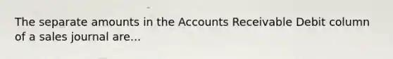 The separate amounts in the Accounts Receivable Debit column of a sales journal are...