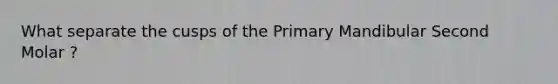 What separate the cusps of the Primary Mandibular Second Molar ?