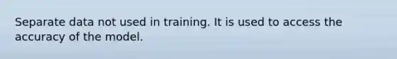 Separate data not used in training. It is used to access the accuracy of the model.