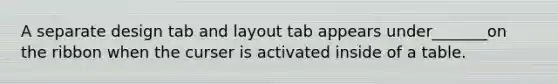 A separate design tab and layout tab appears under_______on the ribbon when the curser is activated inside of a table.