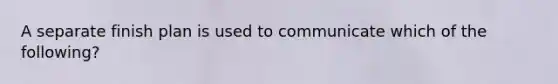 A separate finish plan is used to communicate which of the following?