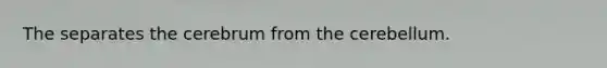 The separates the cerebrum from the cerebellum.
