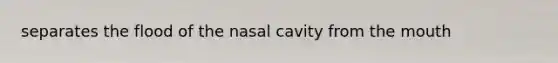 separates the flood of the nasal cavity from the mouth