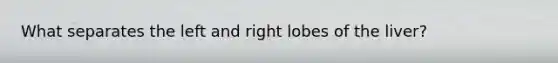 What separates the left and right lobes of the liver?
