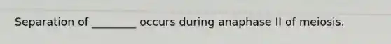 Separation of ________ occurs during anaphase II of meiosis.
